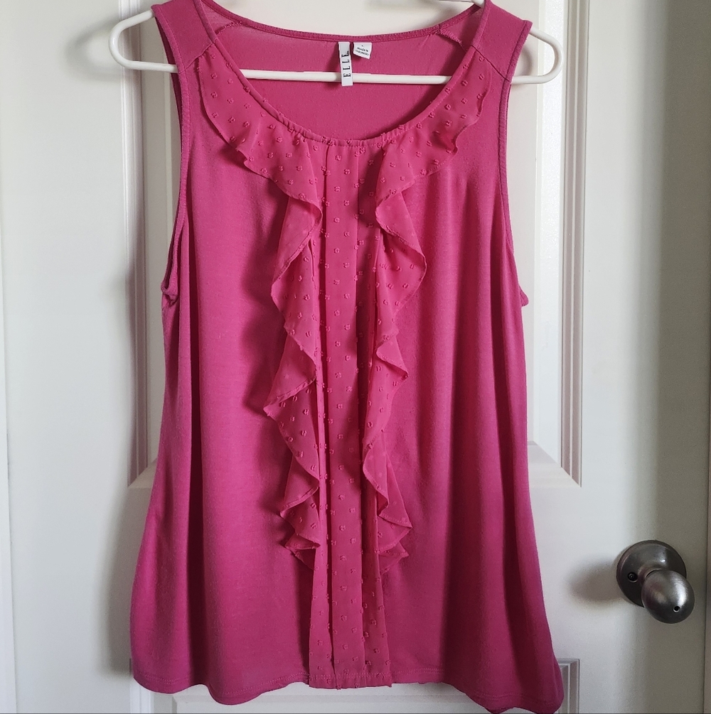 Elle Pink Ruffle Detail Sleeveless Top